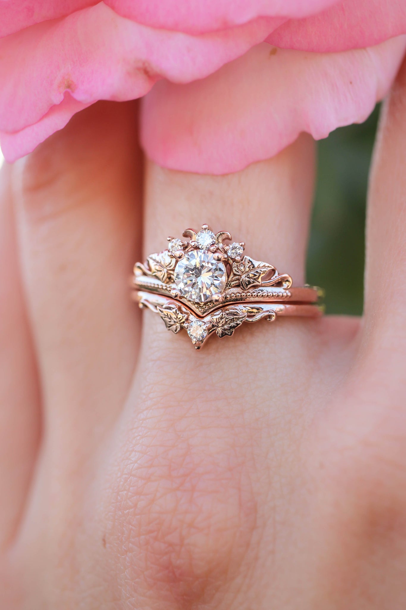 Ivy wedding band with diamond, matching ring for Ariadne - Eden Garden Jewelry™