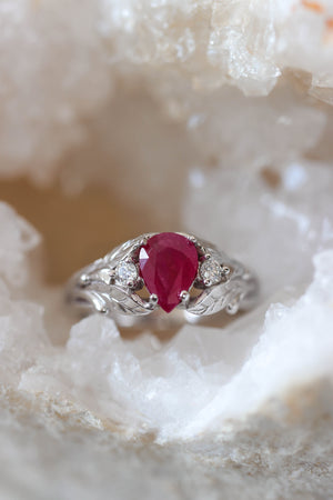 Buy Genuine Ruby Ring, Burma Ruby Ring, Genuine Ruby and Diamond Ring, 18K  White Gold GIA Certified Burmese Ruby Engagement Ring Online in India - Etsy