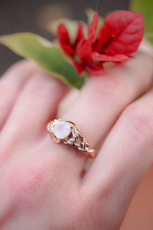 Rose quartz romantic engagement ring / Azalea - Eden Garden Jewelry™