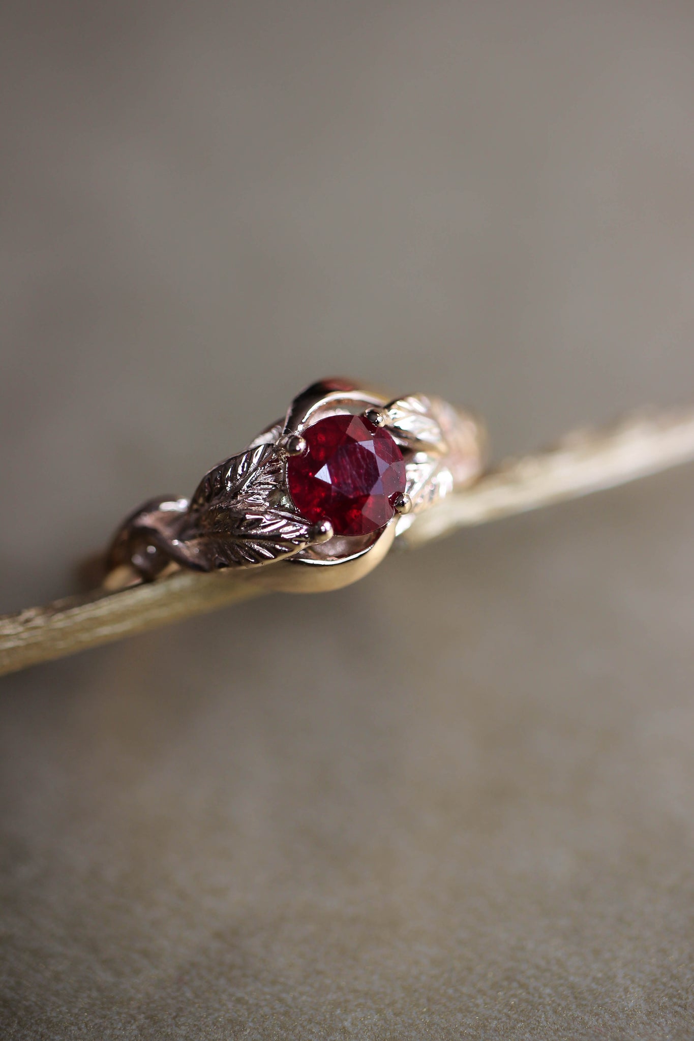 Ruby nature inspired engagement ring / Azalea - Eden Garden Jewelry™