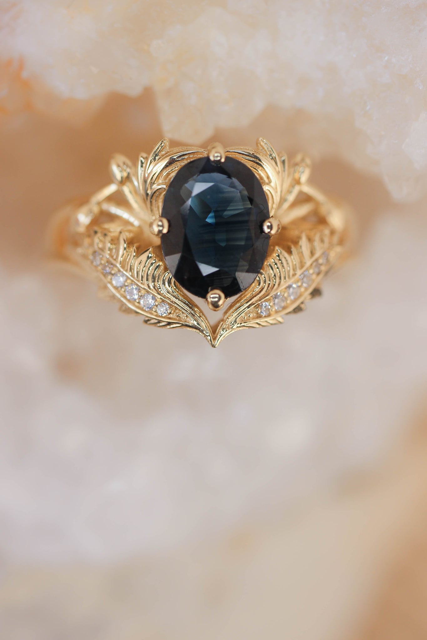 Blue sapphire and diamonds engagement ring / Adonis - Eden Garden Jewelry™