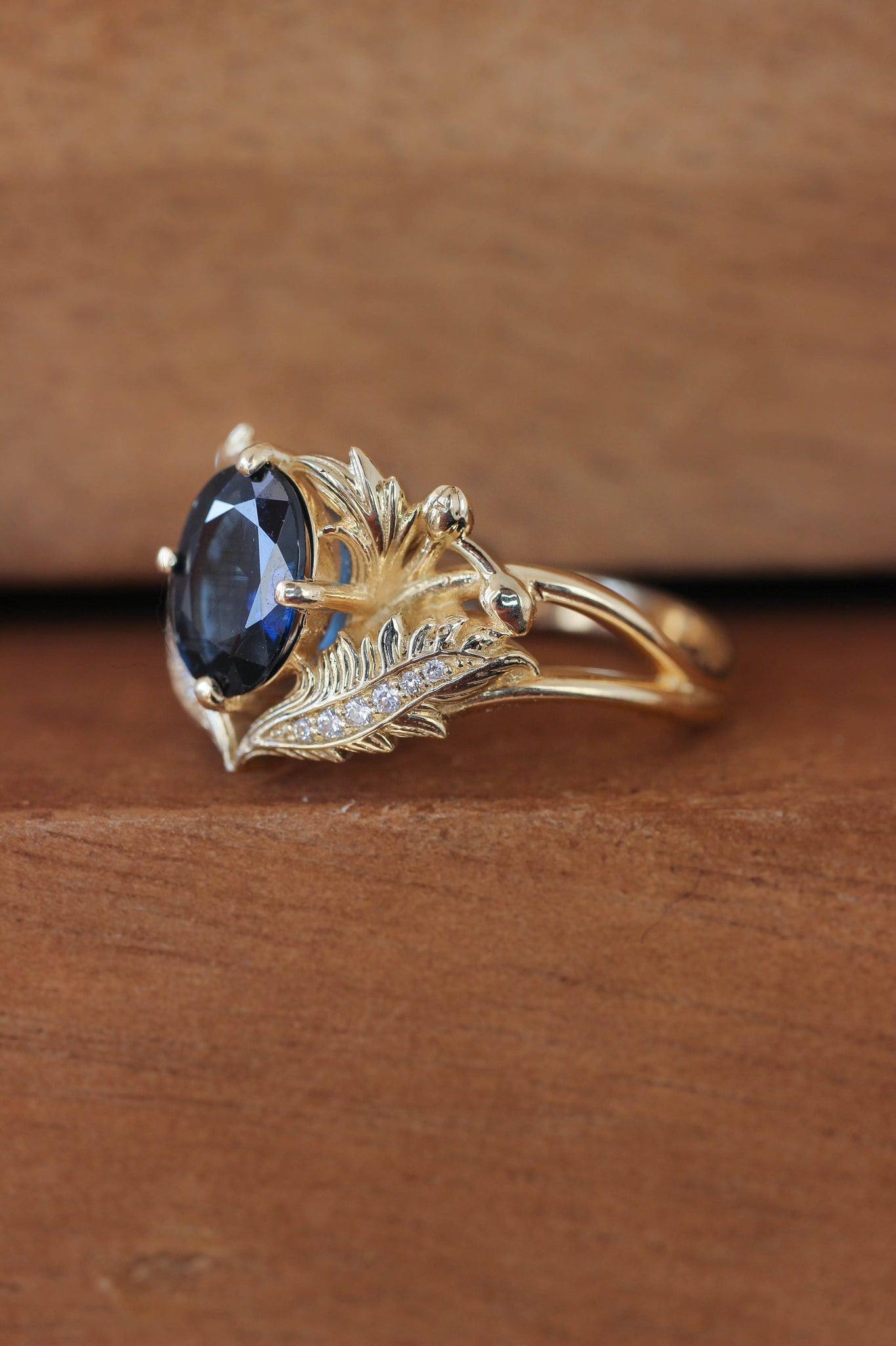 Blue sapphire and diamonds engagement ring / Adonis | Eden Garden Jewelry™