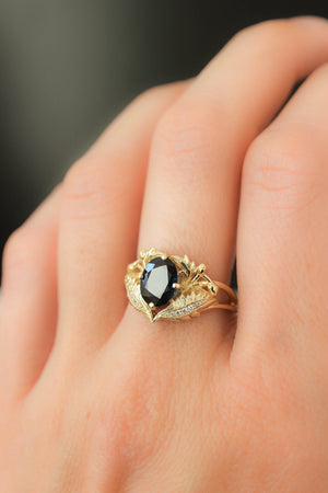2ct Vintage Diamond Black Sapphire Engagement Ring 14K White Gold – Bliss  Diamond