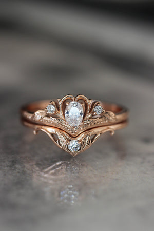 Bridal ring set with moissanite / Amura - Eden Garden Jewelry™