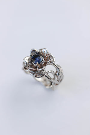 Sapphire art nouveau engagement ring / Rosalia - Eden Garden Jewelry™