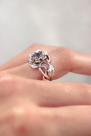 Flower engagement ring with alexandrite / Rosalia - Eden Garden Jewelry™