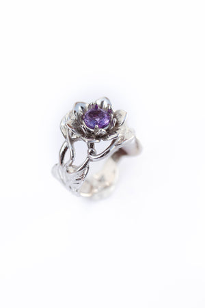 Amethyst flower engagement ring / Rosalia - Eden Garden Jewelry™