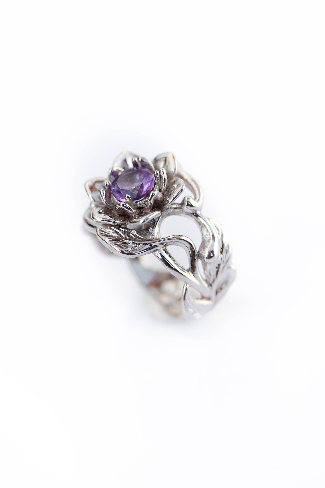 Amethyst flower engagement ring / Rosalia - Eden Garden Jewelry™