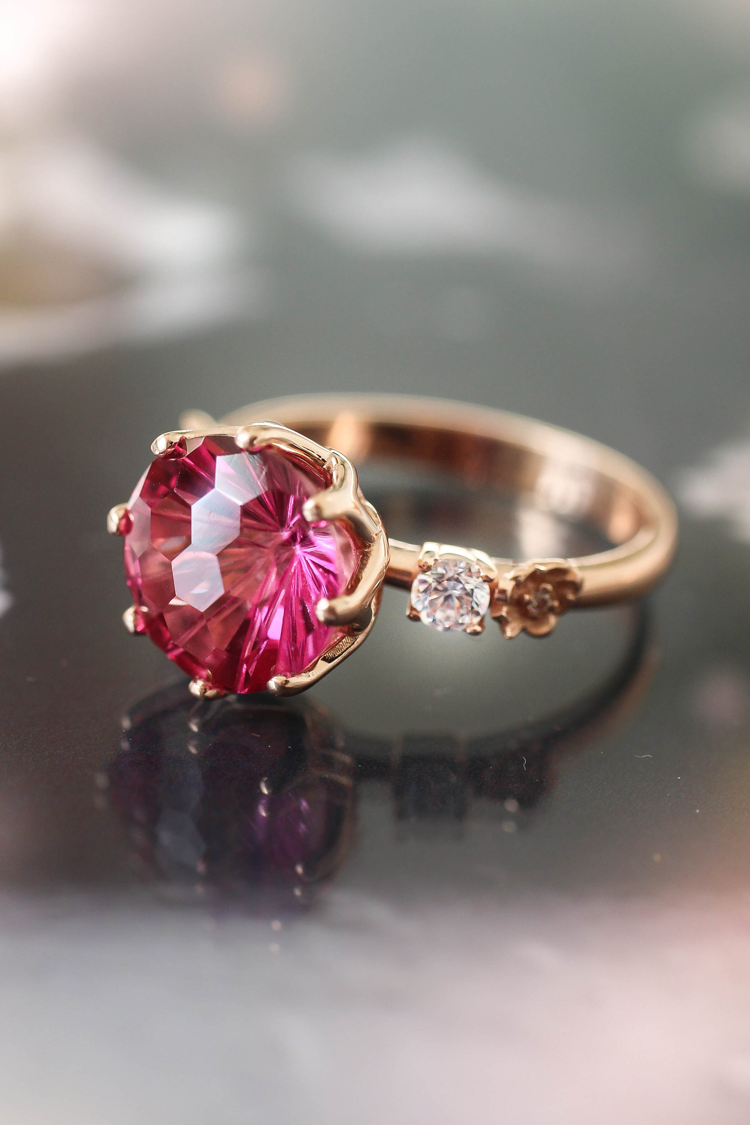 Victorian 5.45 Carat Oval Cut Pink Topaz & Diamond Dinner Ring, France –  Erstwhile Jewelry