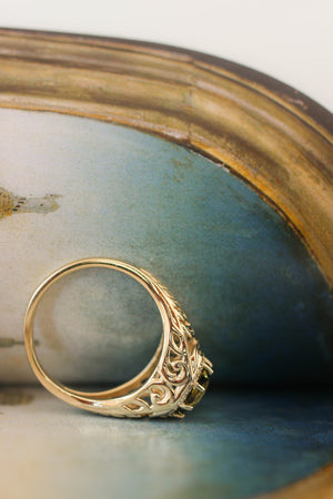 Octagon cut tourmaline and diamonds ring, fern ring - Eden Garden Jewelry™