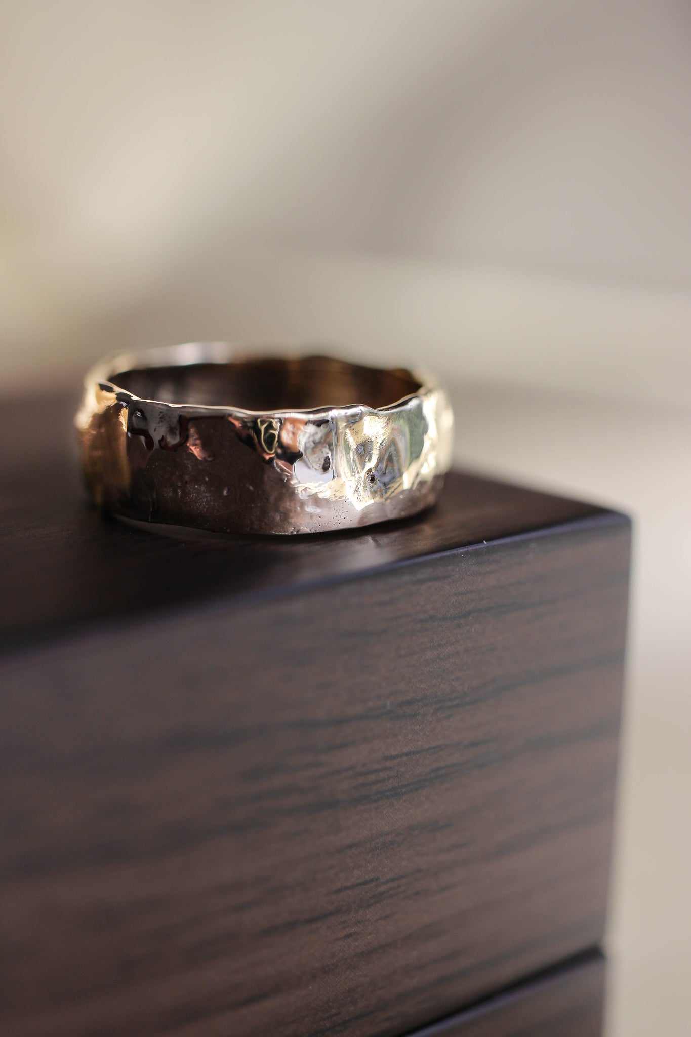 Wide wedding band for man, melted ring - Eden Garden Jewelry™