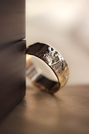 Wide wedding band for man, melted ring - Eden Garden Jewelry™