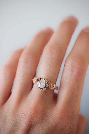 Adelina | floral engagement ring setting with half-halo - Eden Garden Jewelry™