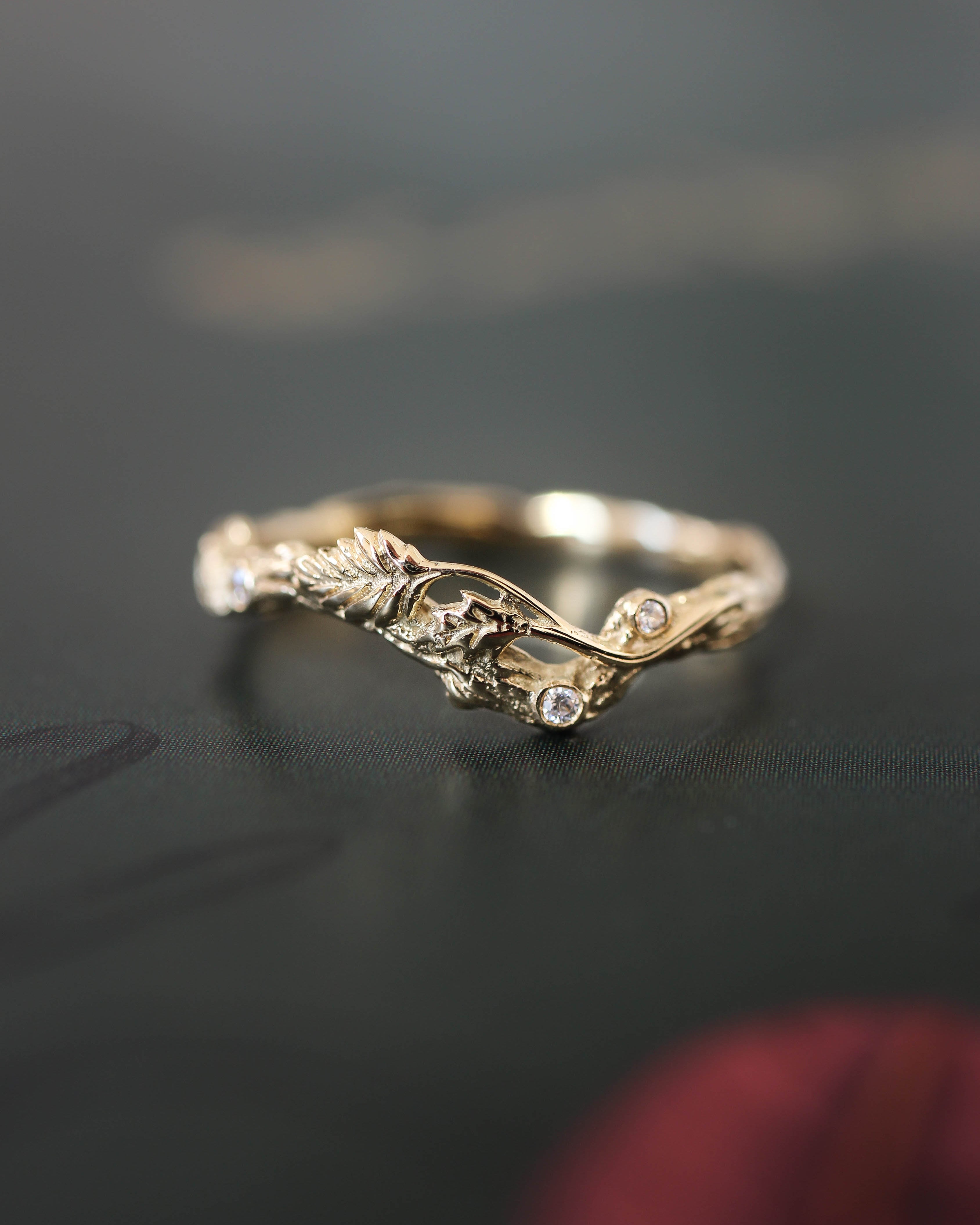 Bridal ring set with rose flower and diamonds - Eden Garden Jewelry™