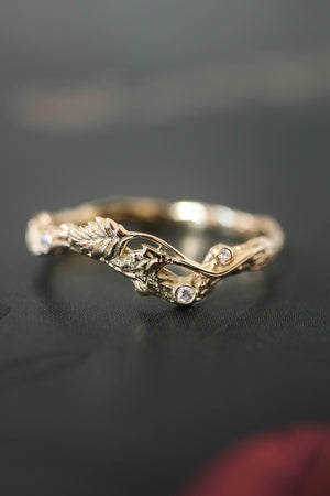 Branch wedding band with diamonds / matching band for rose ring - Eden Garden Jewelry™
