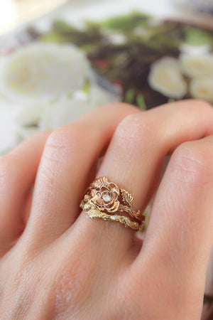 Branch wedding band with diamonds / matching band for rose ring - Eden Garden Jewelry™