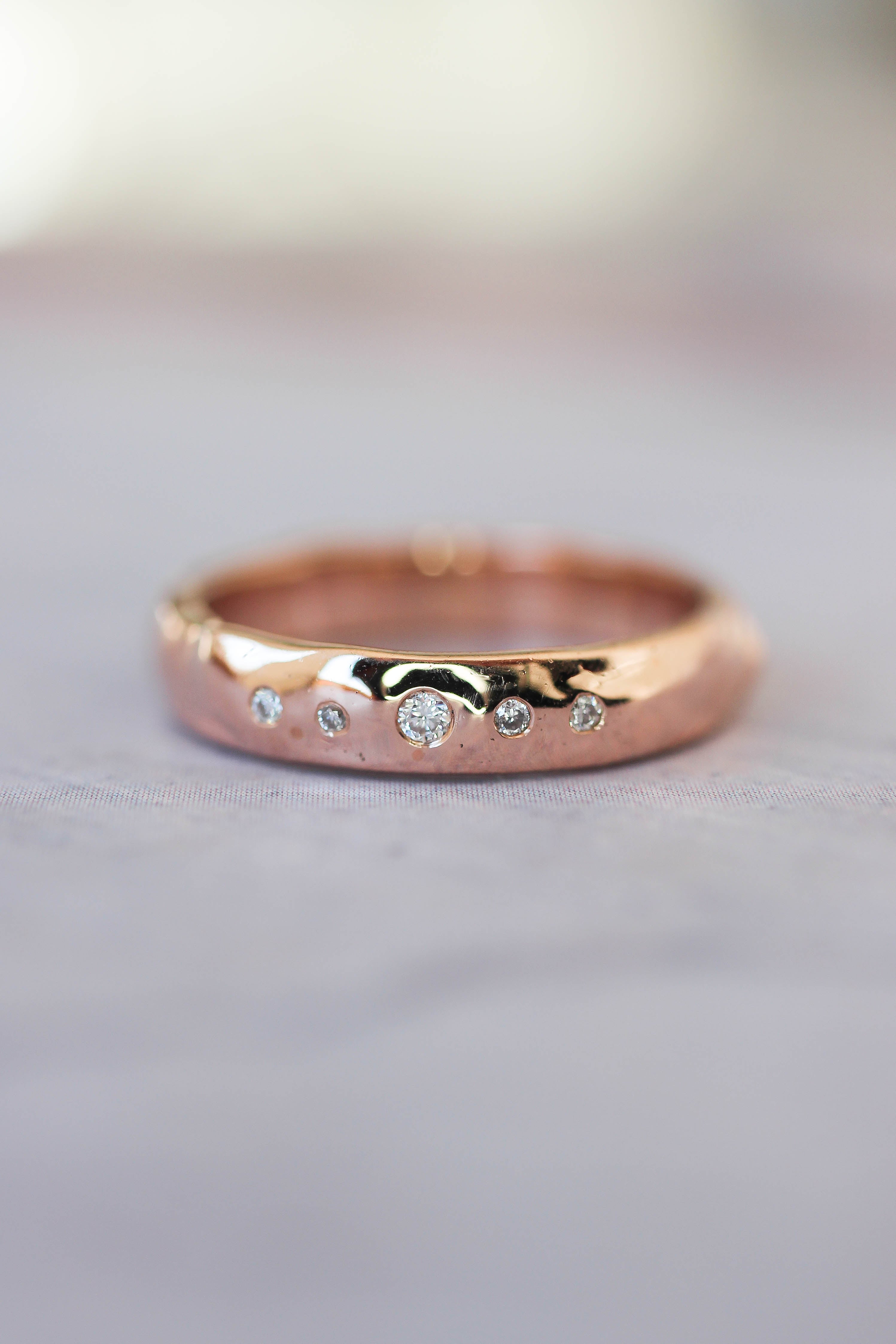 Diamond embedded wedding band Clearance