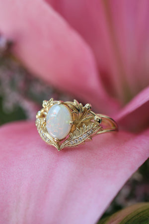 Opal and diamonds engagement ring / Adonis - Eden Garden Jewelry™