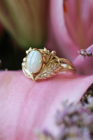 Opal and diamonds engagement ring / Adonis - Eden Garden Jewelry™