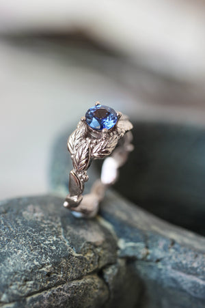 Leaves and grains ring, sapphire engagement ring - Eden Garden Jewelry™