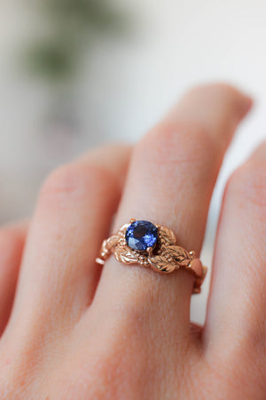 Leaves and grains ring, sapphire engagement ring - Eden Garden Jewelry™
