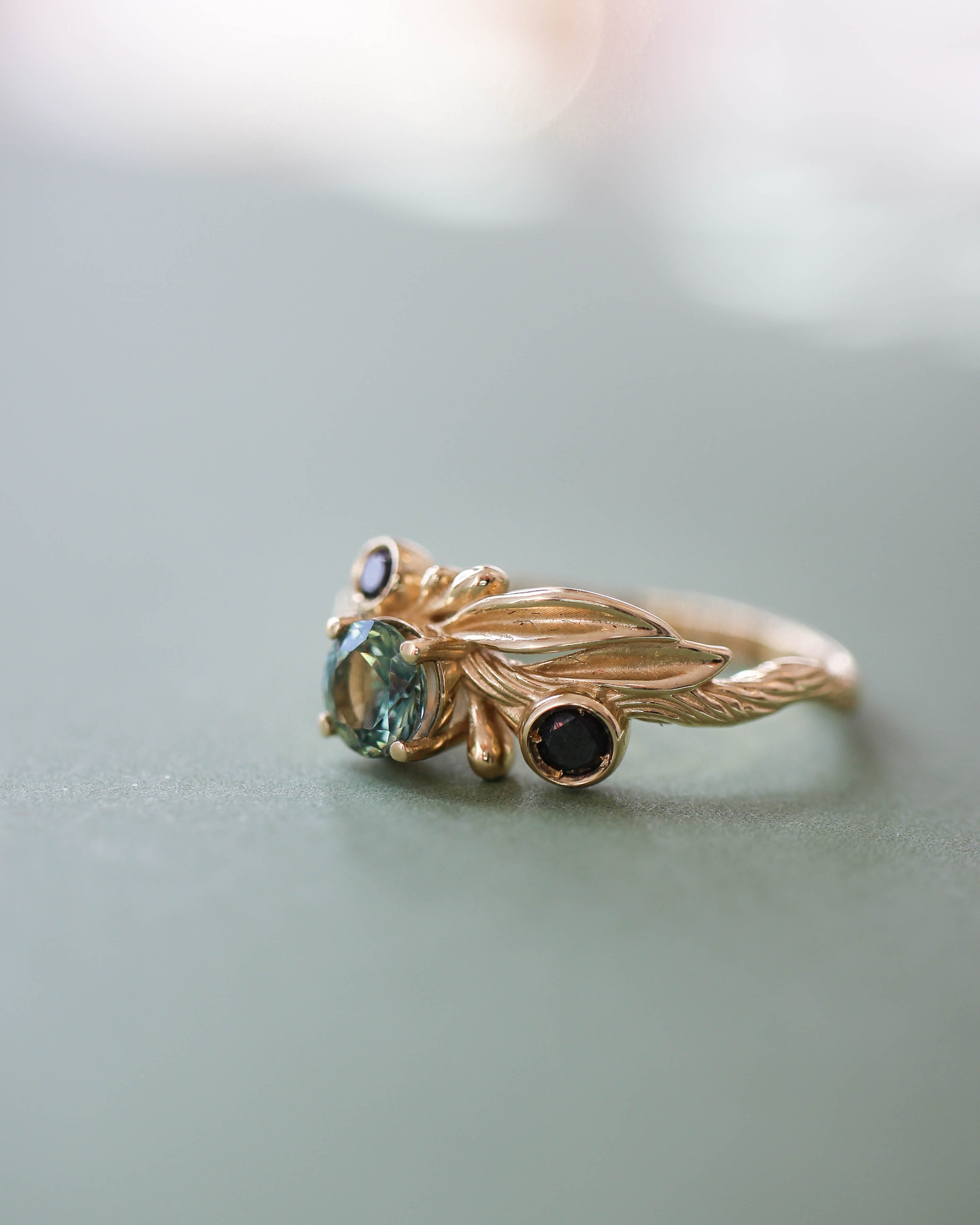 Olivia | custom ring setting, olive branch ring with 3 gemstones - Eden Garden Jewelry™