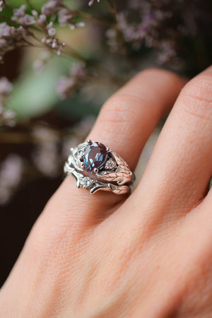 Custom Ring - GemsMagic Pear Alexandrite Leaf Design Engagement Rings –  gemsmagic