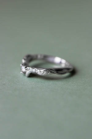 Diamond and leaves wedding band, matching ring for Wisteria - Eden Garden Jewelry™