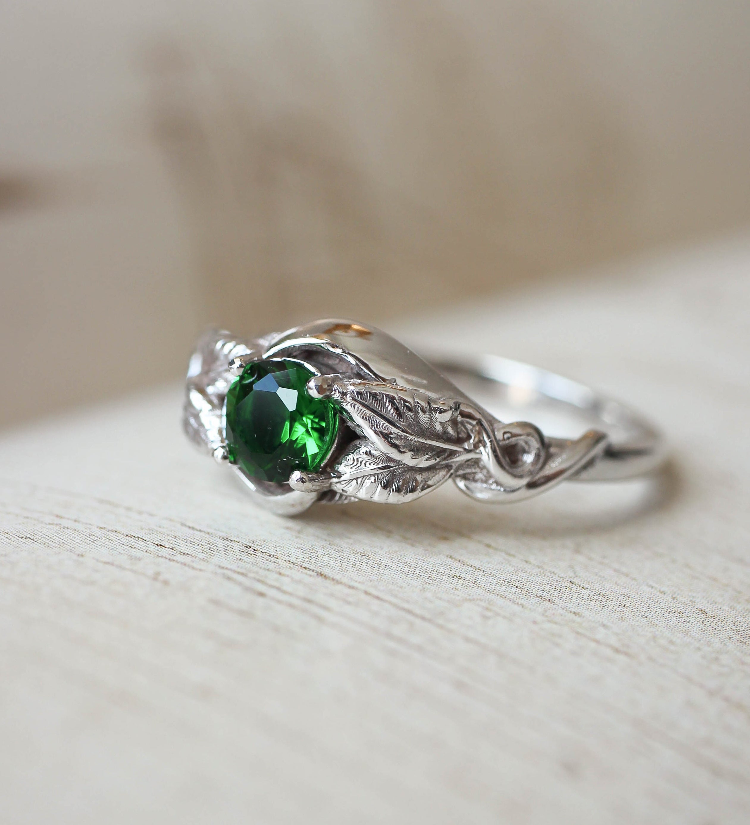 Lab emerald engagement ring / Azalea - Eden Garden Jewelry™