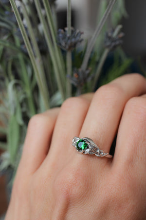 Lab emerald engagement ring / Azalea - Eden Garden Jewelry™