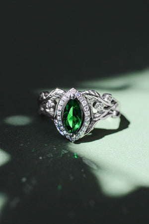 Callisto | marquise gemstone & diamond halo engagement ring setting - Eden Garden Jewelry™