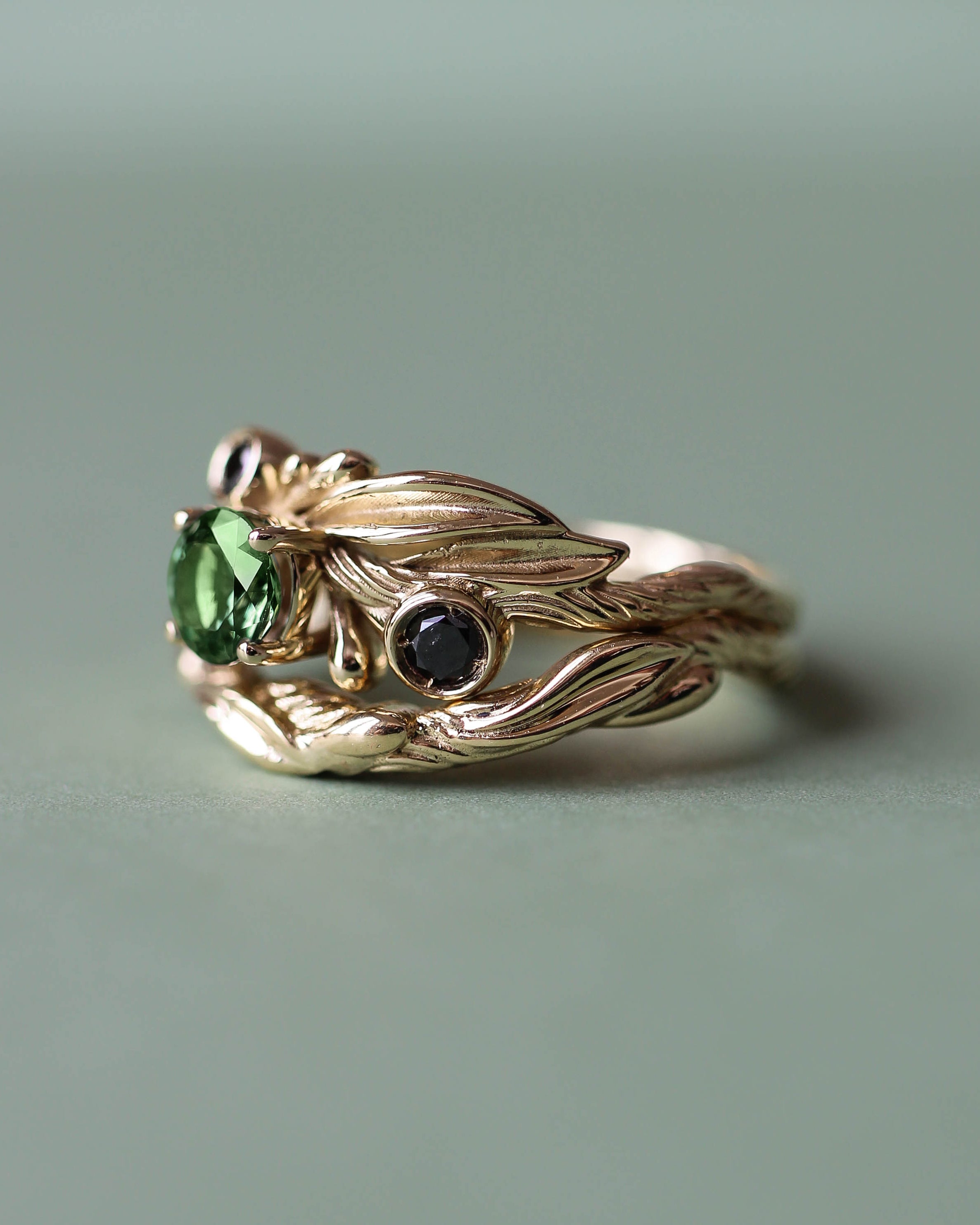 Olivia | custom ring setting, olive branch ring with 3 gemstones - Eden Garden Jewelry™