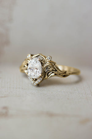 Moissanite and diamonds engagement ring / Lida - Eden Garden Jewelry™