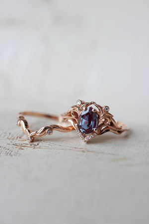 Lida | custom bridal ring set with pear cut gemstone - Eden Garden Jewelry™