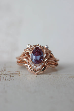 Alternative chevron wedding ring, matching band for Lida - Eden Garden Jewelry™