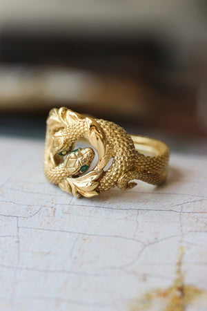 Ring of Barahir, two snakes statement ring