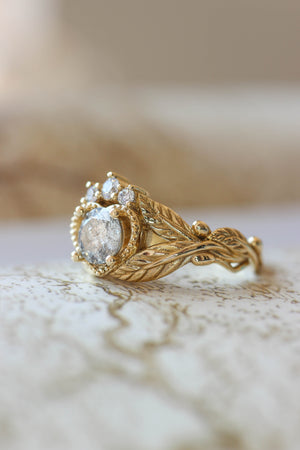 Salt and pepper diamond engagement ring, alternative Claddagh ring - Eden Garden Jewelry™