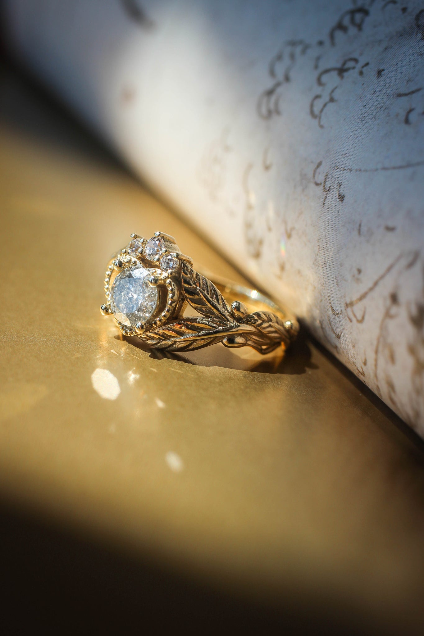 Salt and pepper diamond engagement ring, alternative Claddagh ring - Eden Garden Jewelry™