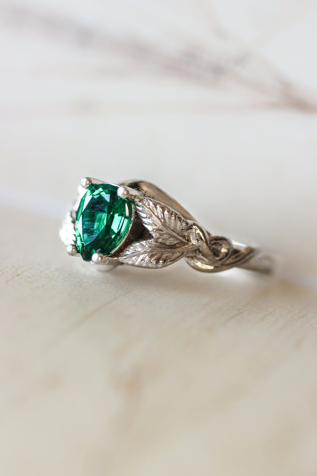 Pear cut lab emerald engagement ring / Azalea | Eden Garden Jewelry™