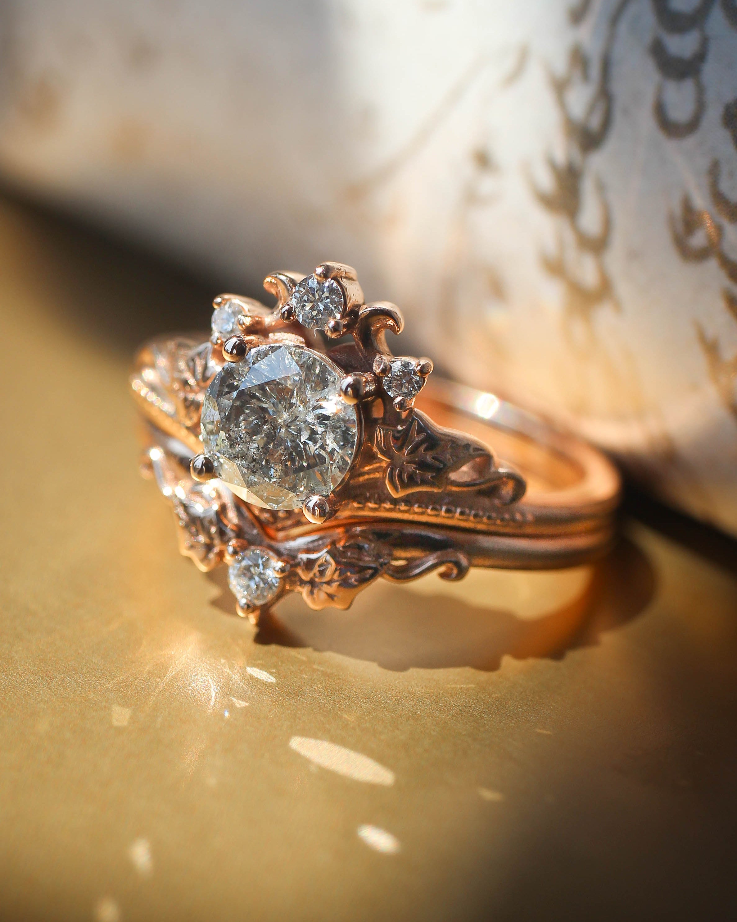 Ariadne | bridal ring set, 6 mm central gemstone - Eden Garden Jewelry™