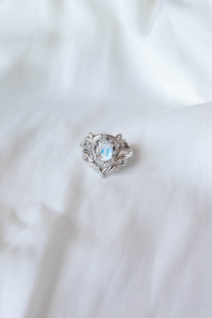 Moonstone engagement ring set / Lida - Eden Garden Jewelry™