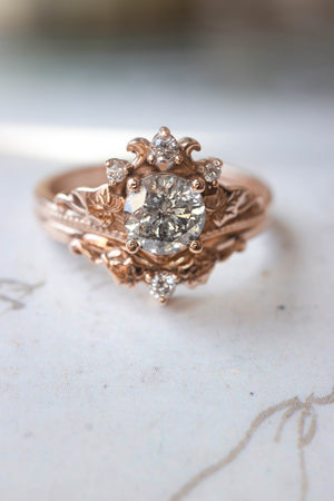 Salt and pepper diamond engagement ring, bridal ring set  / Ariadne - Eden Garden Jewelry™