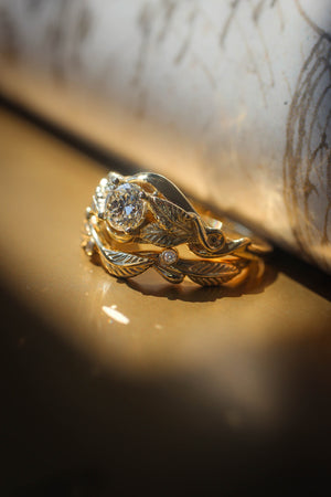 Bridal ring set with moissanites or diamonds / Azalea - Eden Garden Jewelry™