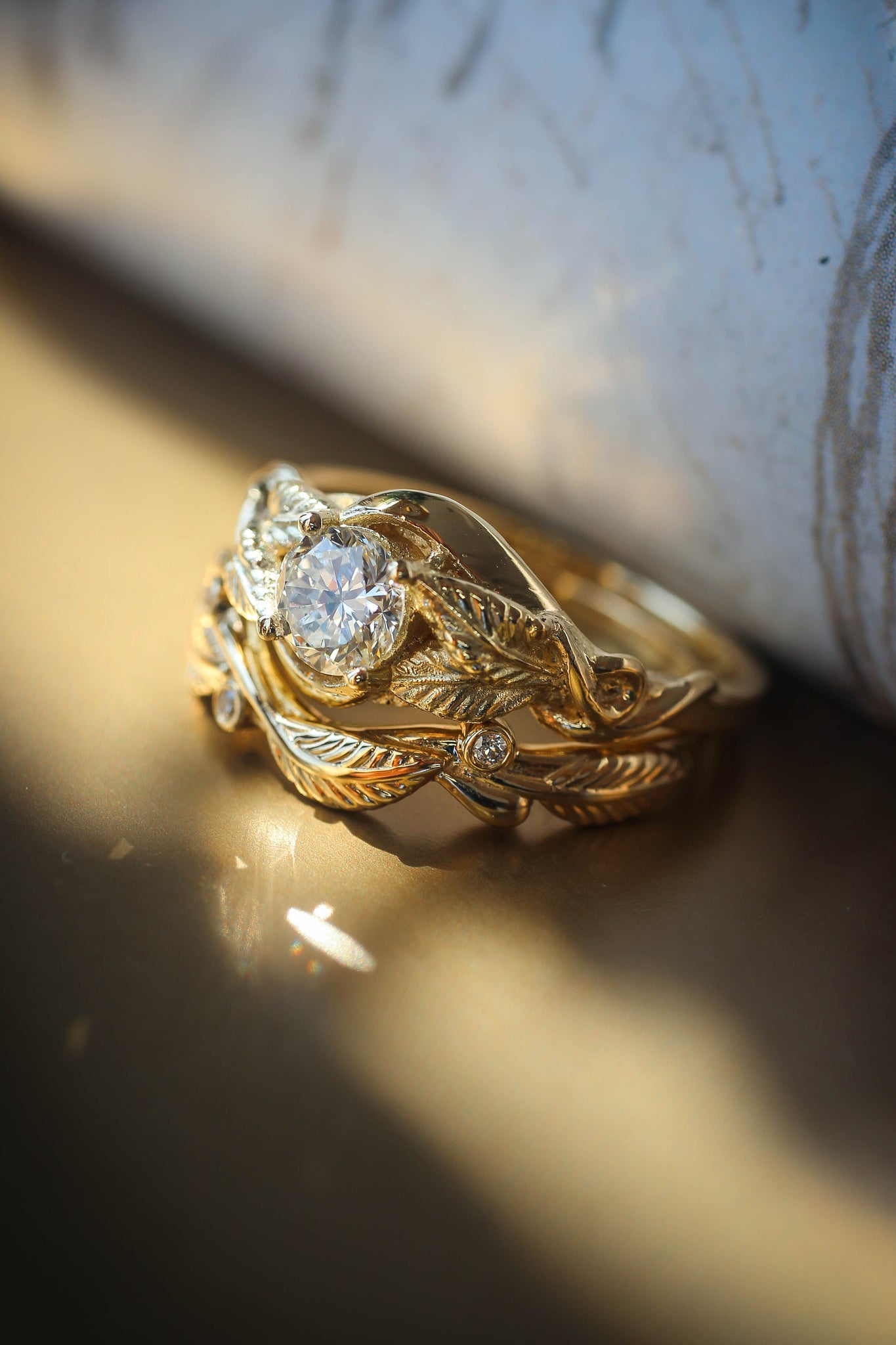Bridal ring set with moissanites or diamonds / Azalea - Eden Garden Jewelry™