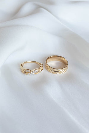 Unique Filigree Wedding Band Unique 14K Two Tone Gold Ring Unisex Wedding Band  Ring For Him For Her - Camellia Jewelry