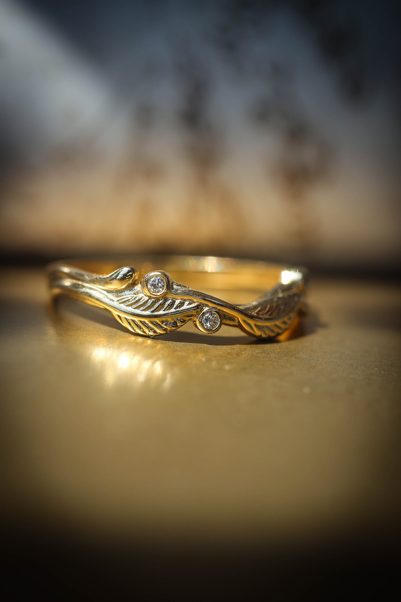 Twig wedding ring with diamonds or moissanites, matching for Azalea - Eden Garden Jewelry™