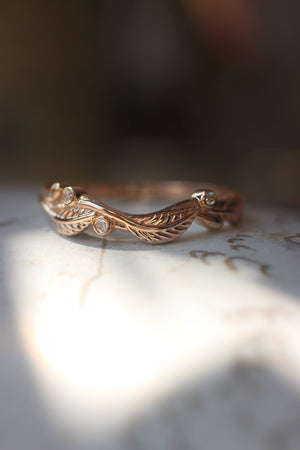 Twig wedding ring with diamonds or moissanites, matching for Azalea - Eden Garden Jewelry™