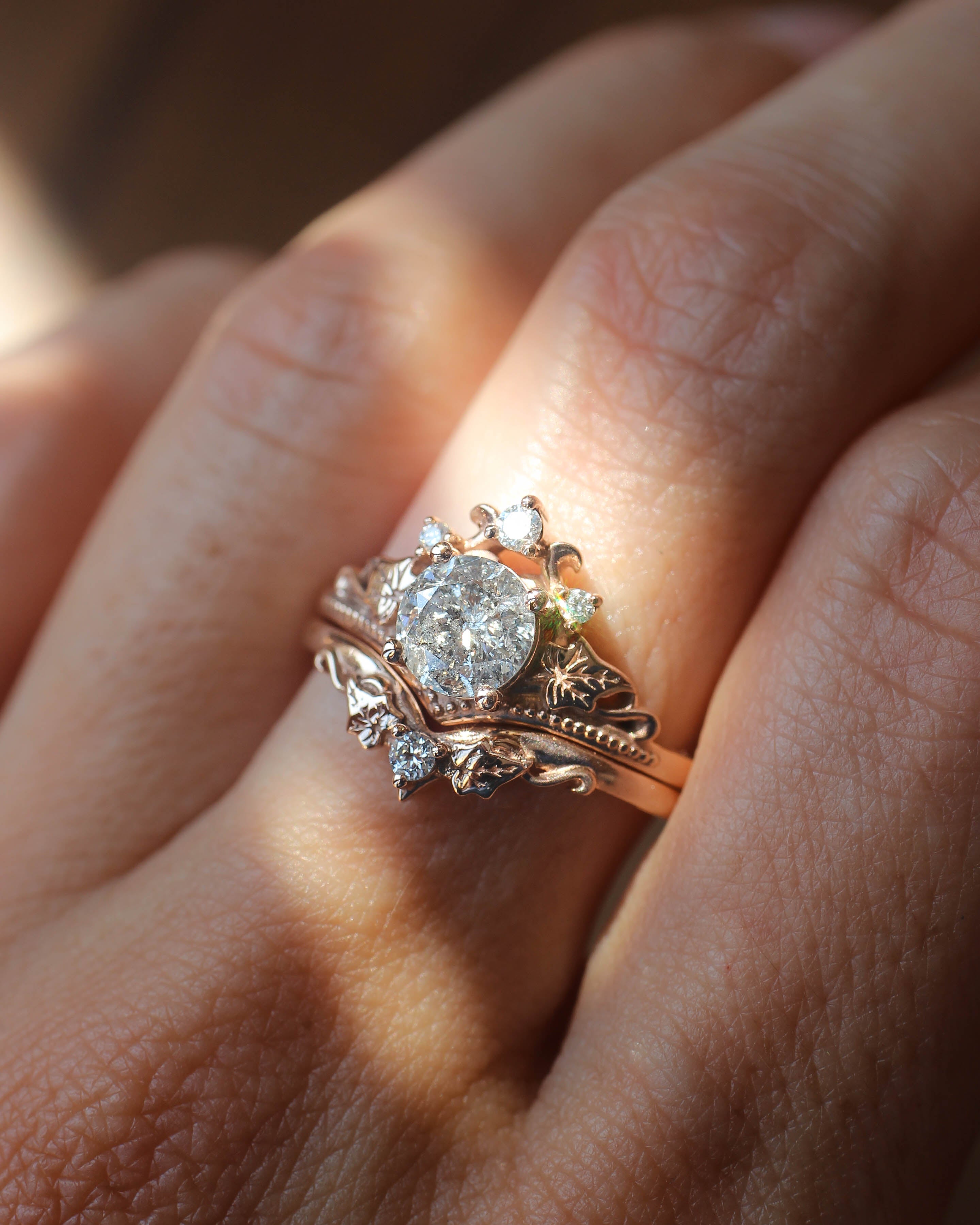 Ariadne | bridal ring set, 6 mm central gemstone - Eden Garden Jewelry™