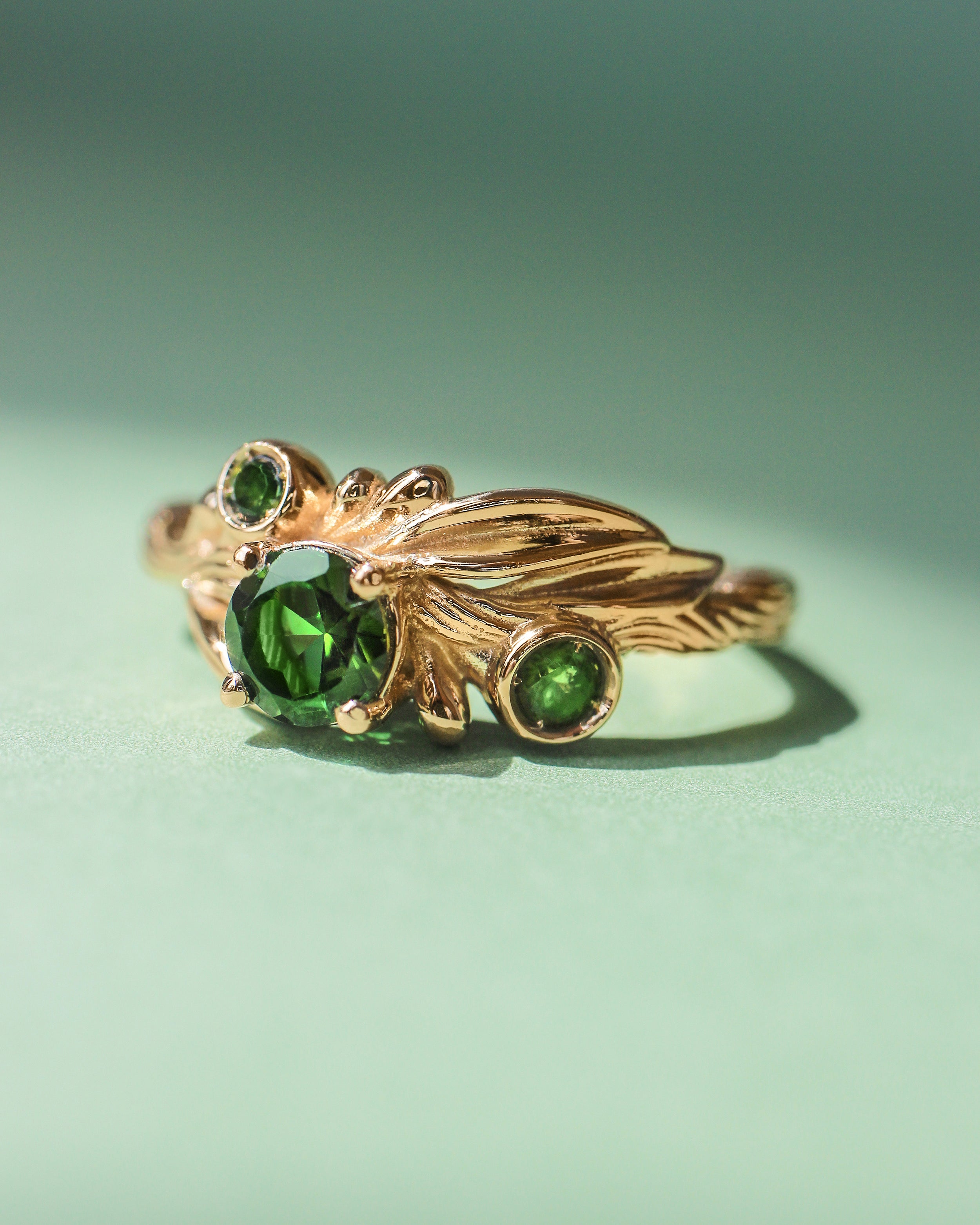 Olivia | custom ring setting, olive branch ring with 3 gemstones - Eden Garden Jewelry™