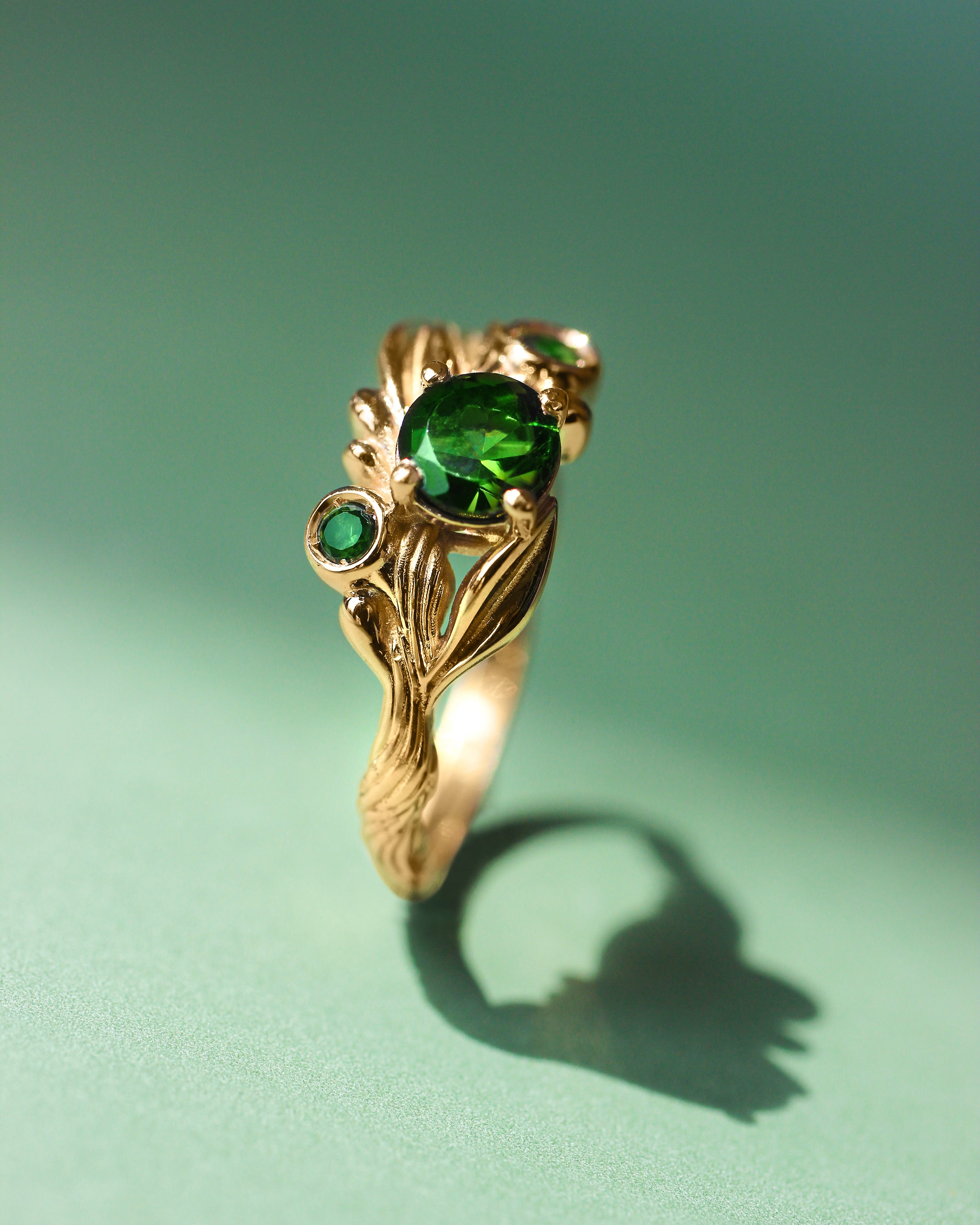 Olivia | custom ring setting, olive branch ring with 3 gemstones - Eden Garden Jewelry™